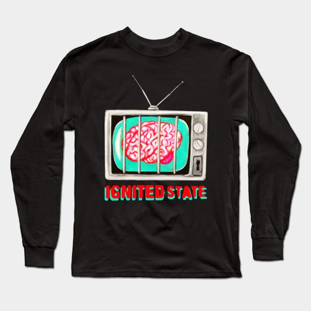 TV Brain Long Sleeve T-Shirt by IGNITEDSTATE